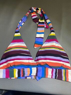 Striped Multicolor Halter Bikini Top